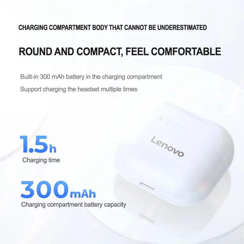 LENOVO-LP40 TWS FONE DE OUVIDO SEM FIO BLUETOOTH 5.0, ESTÉREO DUPLO, REDUÇÃO DE RUÍDO