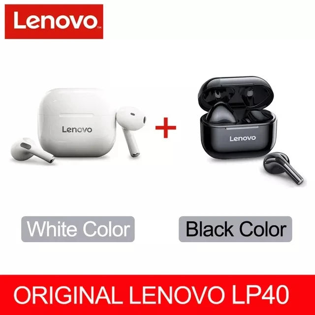 LENOVO-LP40 TWS FONE DE OUVIDO SEM FIO BLUETOOTH 5.0, ESTÉREO DUPLO, REDUÇÃO DE RUÍDO