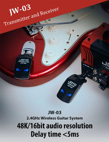 JOYO JW-03 SISTEMA DE GUITARRA SEM FIO 2.4G 4 CANAIS RECARREGÁVEL TRANSMISSOR