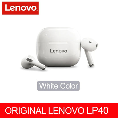 LENOVO-LP40 TWS FONE DE OUVIDO SEM FIO BLUETOOTH 5.0, ESTÉREO DUPLO, REDUÇÃO DE RUÍDO