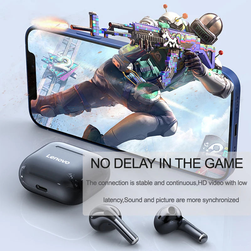 LENOVO-LP40 TWS FONE DE OUVIDO SEM FIO BLUETOOTH 5.0, ESTÉREO DUPLO, REDUÇÃO DE RUÍDO