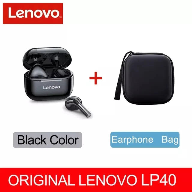 LENOVO-LP40 TWS FONE DE OUVIDO SEM FIO BLUETOOTH 5.0, ESTÉREO DUPLO, REDUÇÃO DE RUÍDO