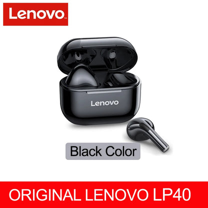 LENOVO-LP40 TWS FONE DE OUVIDO SEM FIO BLUETOOTH 5.0, ESTÉREO DUPLO, REDUÇÃO DE RUÍDO
