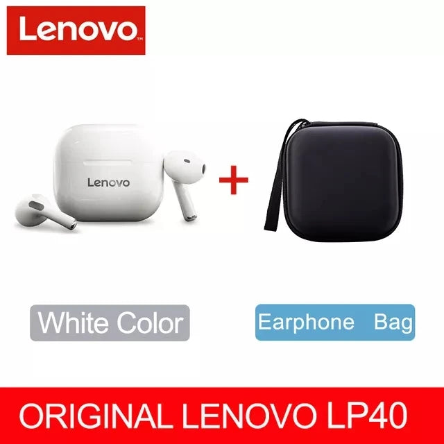 LENOVO-LP40 TWS FONE DE OUVIDO SEM FIO BLUETOOTH 5.0, ESTÉREO DUPLO, REDUÇÃO DE RUÍDO