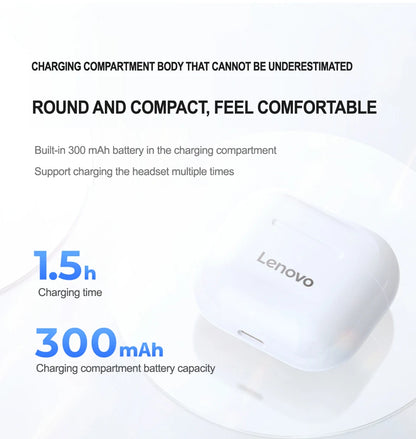 LENOVO-LP40 TWS FONE DE OUVIDO SEM FIO BLUETOOTH 5.0, ESTÉREO DUPLO, REDUÇÃO DE RUÍDO